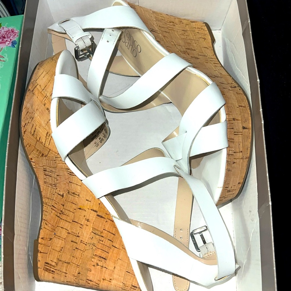 Franco Sarto white wedges